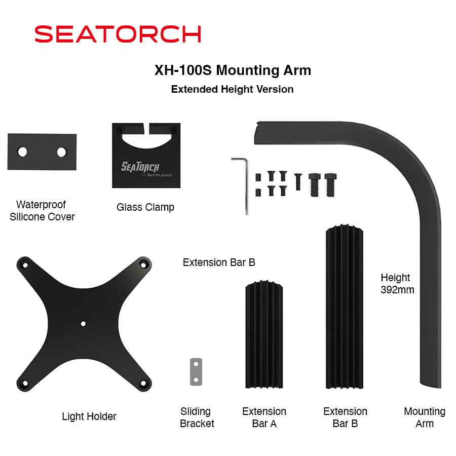 aquarium light mounting arm, reef tank light bracket, LM25 Pro mounting system, aquarium LED light holder, rimless tank light mount, marine aquarium lighting accessory, Seatorch mounting arm, reef aquarium light support