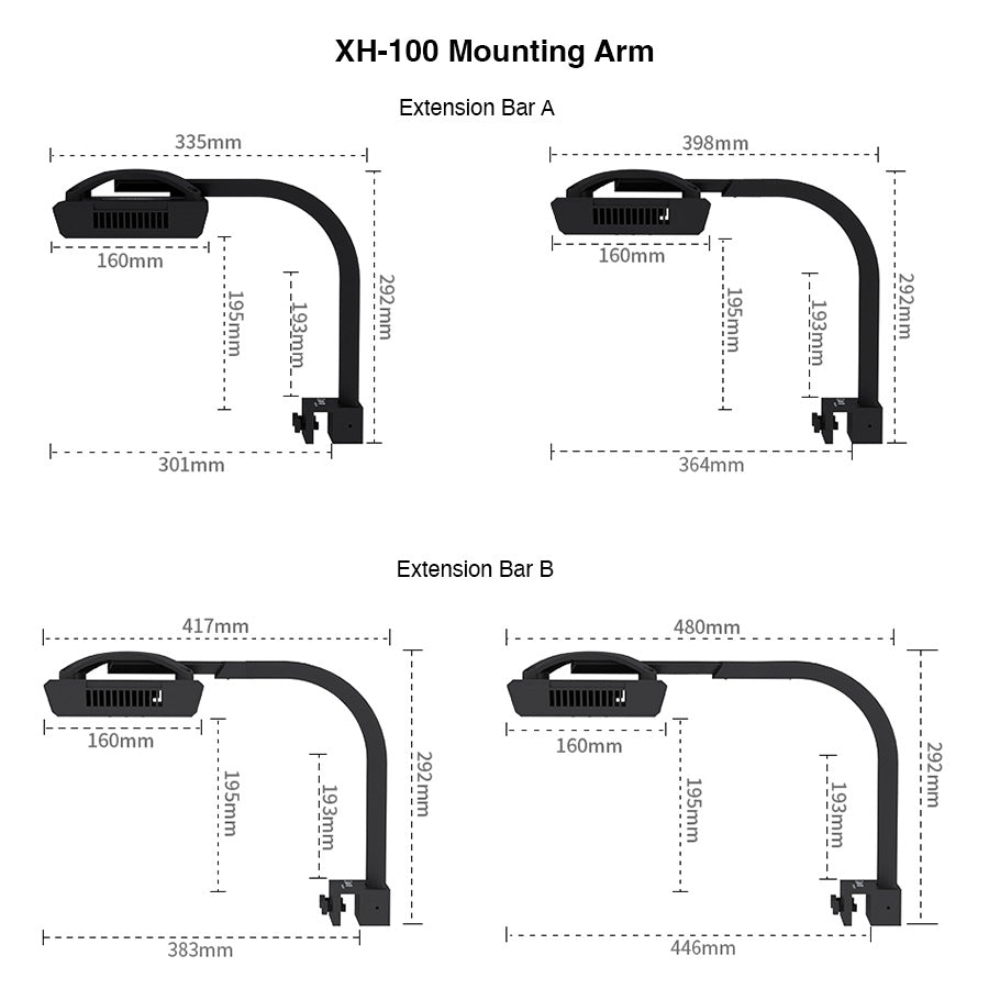 aquarium light mounting arm, reef tank light bracket, LM25 Pro mounting system, aquarium LED light holder, rimless tank light mount, marine aquarium lighting accessory, Seatorch mounting arm, reef aquarium light support