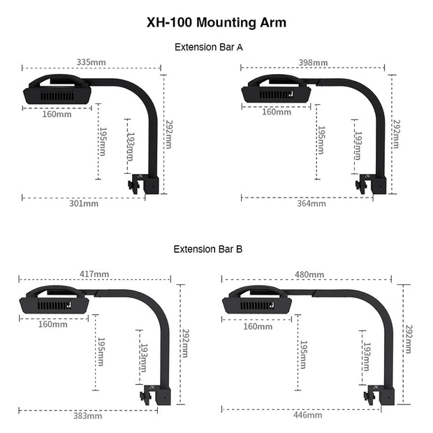 aquarium light mounting arm, reef tank light bracket, LM25 Pro mounting system, aquarium LED light holder, rimless tank light mount, marine aquarium lighting accessory, Seatorch mounting arm, reef aquarium light support