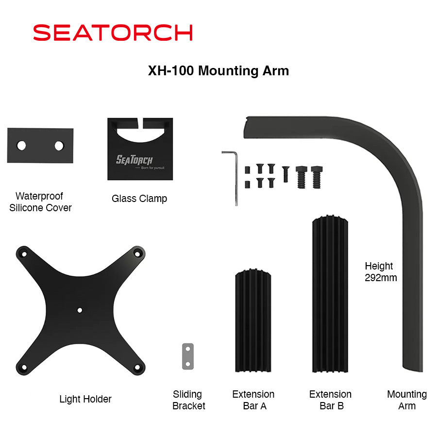 aquarium light mounting arm, reef tank light bracket, LM25 Pro mounting system, aquarium LED light holder, rimless tank light mount, marine aquarium lighting accessory, Seatorch mounting arm, reef aquarium light support